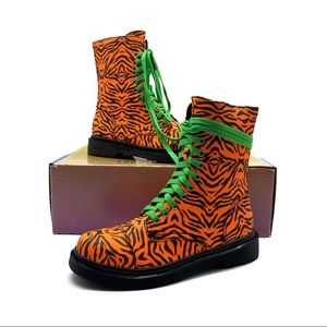 Orange animal print combat boot size 7